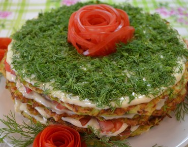 Кабачковый торт с помидорами