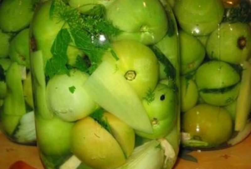 Маринованные зеленые помидоры, рецепт без стерилизации